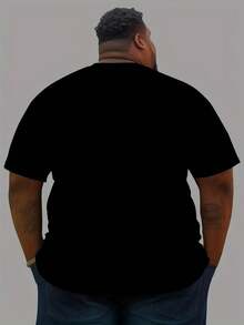 Plus-Size Men's T-Shirt, Featuring A Black History Month African Love Symbol And Pan-African Flag Creative  Print. Men's Casual Street Style Short-Sleeve Top, Available In Extra-Large Sizes. Statement T-Shirt, Suitable For Everyday Wear, Novelty Shirt, Printed T-Shirt, Breathable Material, Finely Crafted, Printed Shirt, Fashionable Apparel, For Urban Fashion Enthusiasts, Cultural Appreciation, Machine Washable - 黑色 - 查看 2