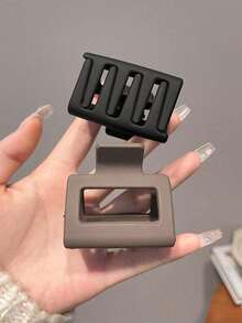 4pcs Medium Black, White, Brown, Khaki Square Lightweight Plastic Hair Clips, Fashion Versatile, Elegant Minimalist Style, Solid Color Hair Accessories Suitable For Daily, Casual, Party, Work, Vacation, Face Washing, Makeup, Outfit Matching - Multicolor - View 3