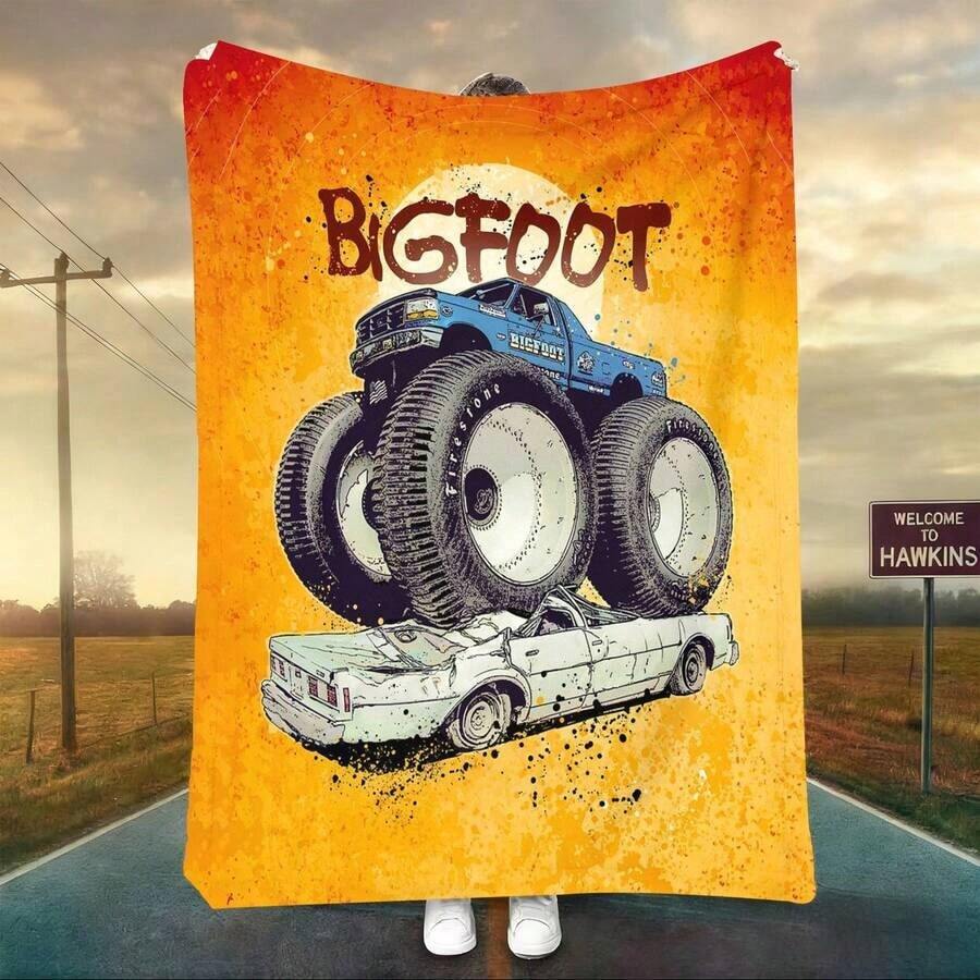 1PC 3D Monster Jam Monster Truck Cartoon Blanket, Edgy Gift For Motorsports Fans, Themed Man Cave Decor, Retro Sci-Fi Party Accent & Race Day Souvenir,Soft Throw Blanket For Home Bedroom Bed Sofa Picnic Travel Office Cover Blanket, Multiple Sizes 50x60 To 60x80 Inches - Nhiều màu 39 - Xem 1