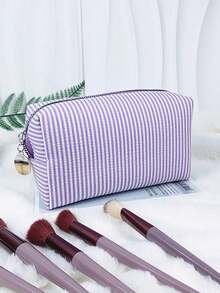 Customized Makeup Bag, Personalized Bridesmaid Makeup Bag, Bridal Gift, Party Makeup Bag, Striped Travel Organizer, Christmas Gift, Valentine's Day Gift - Multicolor - View 14