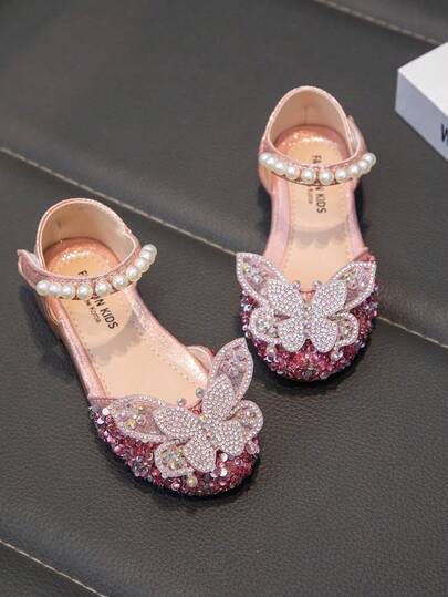 1 Pair Baby Flat Shoes, Girls Princess Shoes With Rhinestones, Spring/Autumn Toddler Shoes