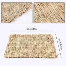 1pc Pet Rabbit/Hamster Woven Grass Mat, Pet Grass Pad, Grass Nest, Straw Woven Pet Bed - Multicolor - View 2