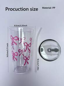 Cute Pink Bow Reusable Plastic Cup With Lid And Straw, Unisex For Office, School, Birthday Party, Water Bottle - Multicolor - View 8