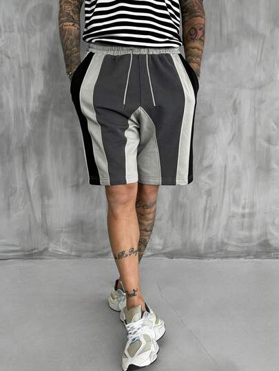 Men's Retro Banknote Colorful Striped Casual Sports Shorts