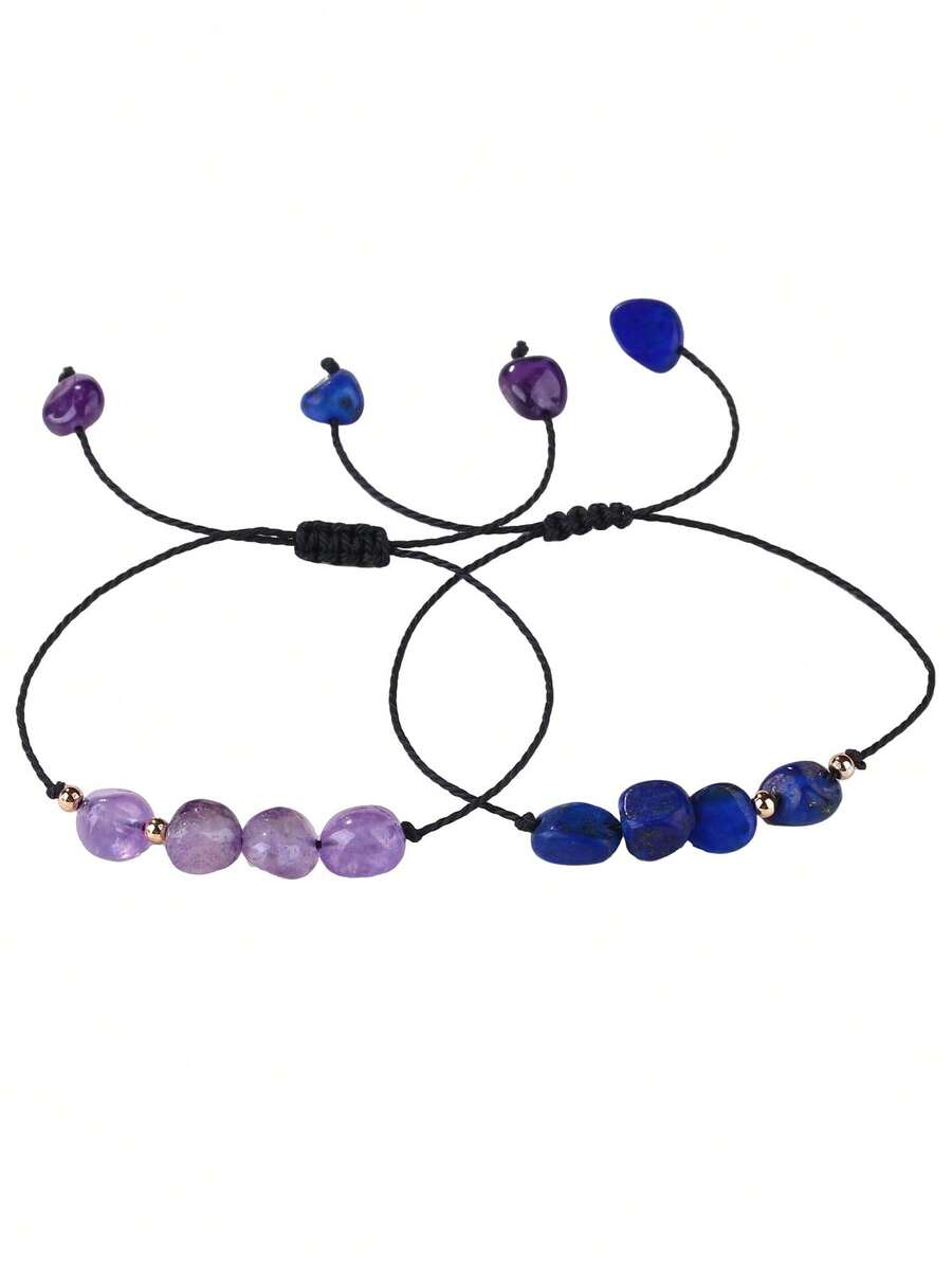 12 Zodiac Natural Stone Handmade Braided Bracelet, Friendship Bracelet For Women