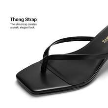 Women Kitten Heel Thong Heeled Sandals Fashion Open Toe Slip On Summer Sandals For Daily And Party Wedding Wearing - màu đen - Xem 5