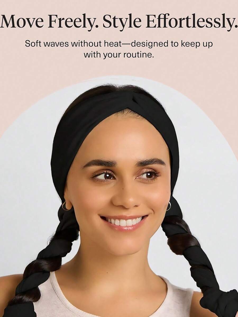 1pc Heatless Curling Headband For Women – Achieves Heatless Curls Overnight, No Heat Damage |Versatile 2-In-1 Styling Tool That Doubles As A Heatless Curlers With Flexible Fit | Great During Gym Sessions, Travel - Black - Multicolor - View 1