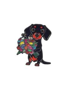 腊肠犬珐琅徽章 - 红棕色腊肠犬时尚眼镜泳池边休闲装、黑棕色星空睡衣云朵休憩装、黑棕色花束浪漫告白装以及红棕色粉色牛仔帽和头巾西部风情装，是腊肠犬爱好者、宠物主人和可爱徽章收藏家的完美配饰。 - 彩色 - 查看 9