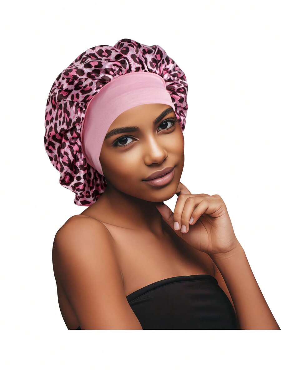 Leopard Print Hair Bonnet Silk Bonnet Satin Bonnet Hair Sleep Cap Sleep Bonnet