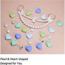 Charms, Pearls & Pearls Bow Chain Accessories For Beach Tote Bags, Decorative Add - Ons To Customize Bogg Bags And Similar Totes Beach Bag Decorations - Cold Color Heart - View 4