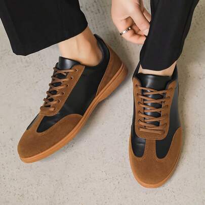 Giày nam casual mới, phối màu nâu đen, kiểu dáng tối giản, thanh lịch, thoải mái, phù hợp cho cả đi làm và đi chơi, công sở, thích hợp cho các dịp lễ, làm quà tặng hoặc hẹn hò.