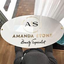 Custom Oval Wall Sign With Gold-Tone Bracket, Includes All Installation Materials, Customizable For Hair Salons, Outdoor Beauty Rooms, Lash Studios And Other Commercial Signage, Modern Decor For Specialty Shops - Multicolor - View 13