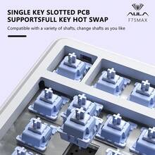 AULA F75MAX 可定制无线机械键盘,75% 布局,密封垫片式安装,支持热插拔轴体,TFT 显示屏,金属旋钮,RGB 背光,有线/2.4G/蓝牙三模式,适用于 PC/笔记本电脑/游戏/办公 - 查看 9