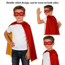 Hero Cloak & Mask Set, Kids Roleplay Costume Combo, Boys Superhero Dress Up, Holiday Party Outfit, Includes Reversible Hero Cloak & Hero Mask, Unisex, Girls Shawl, Halloween Costume, Birthday Gift, Holiday Gift, Party Favor, Halloween Gift, Christmas Gift, Surprise Gift - Multicolor - View 6