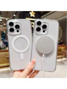 1 chiếc ốp lưng điện thoại từ tính bằng acrylic màu trơn mới, tương thích với Apple 16 Pro Max, 11/12/13/14 Plus, XR/7/8 Plus, 15 Pro Max, 17/17 Ari/17 Pro Max, cũng phù hợp với dòng . - Trong sáng - Xem 3