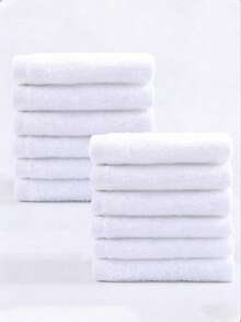 25*25cm Cotton Hotel/Kitchen Absorbent White (Thin) Washcloth, Motel Hand Towel, Multi-Purpose Facial Towel, 5pcs/10pcs Set - White - View 10