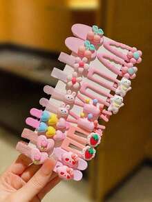 20 piezas Clips de flequillo lateral de estilo de dibujos animados para niñas, aptos para uso diario - Multicolor - Ver 4