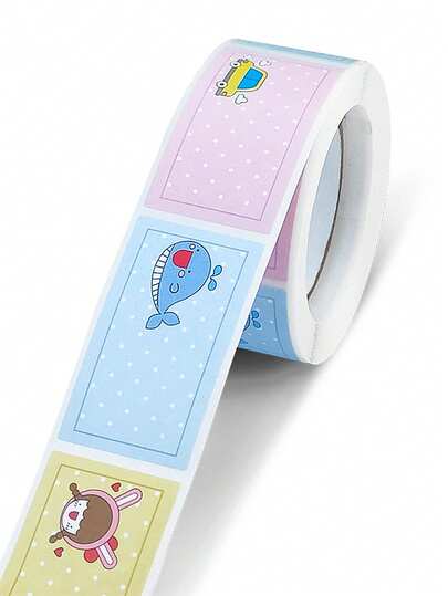 1 Roll Cartoon Cute Stationery Stickers, Name Stickers For Kindergarten Kids, Colorful Waterproof Name Labels For Notebooks, Water Bottles, School Supplies