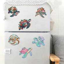 6个钻石画冰箱贴，海龟钻石画装饰，DIY钻石画磁铁套装，适用于DIY工艺品、礼品、冰箱、邮箱装饰 - 查看 3