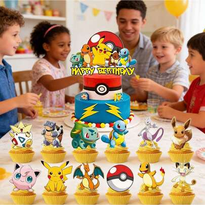 25pcs/Set Birthday Party Cake Forks Decorative Sticks, Family Gathering Cake DIY Decor