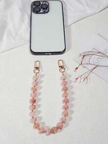 粉色合金心形元素彩色心形仿石手机挂绳，紫色、粉色亚克力珠手机挂绳，兼容包包挂饰、钥匙扣、相机CCD装饰，适合作为节日礼物、手机挂饰、复活节春季礼物 - 彩色 - 查看 8