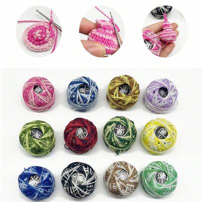 1 cuộn chỉ ren hai màu, nhuộm chuyển sắc hai màu, 25m, kích thước nhỏ gọn, phù hợp cho người mới bắt đầu, học sinh và người làm thủ công.