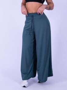 Rocca Fitness Long, Wide-Leg Microfiber Trousers By Fluit, Elegant Women's Fashion. - 綠色 - 查看 7