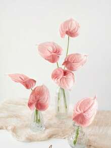 3/5/10支装仿真粉色天堂鸟和红色火焰百合花，适用于家居装饰、婚礼装饰、仿真花、婚礼用品、派对用品、室内装饰、办公室、酒店、桌面装饰 - 粉色 - 查看 5