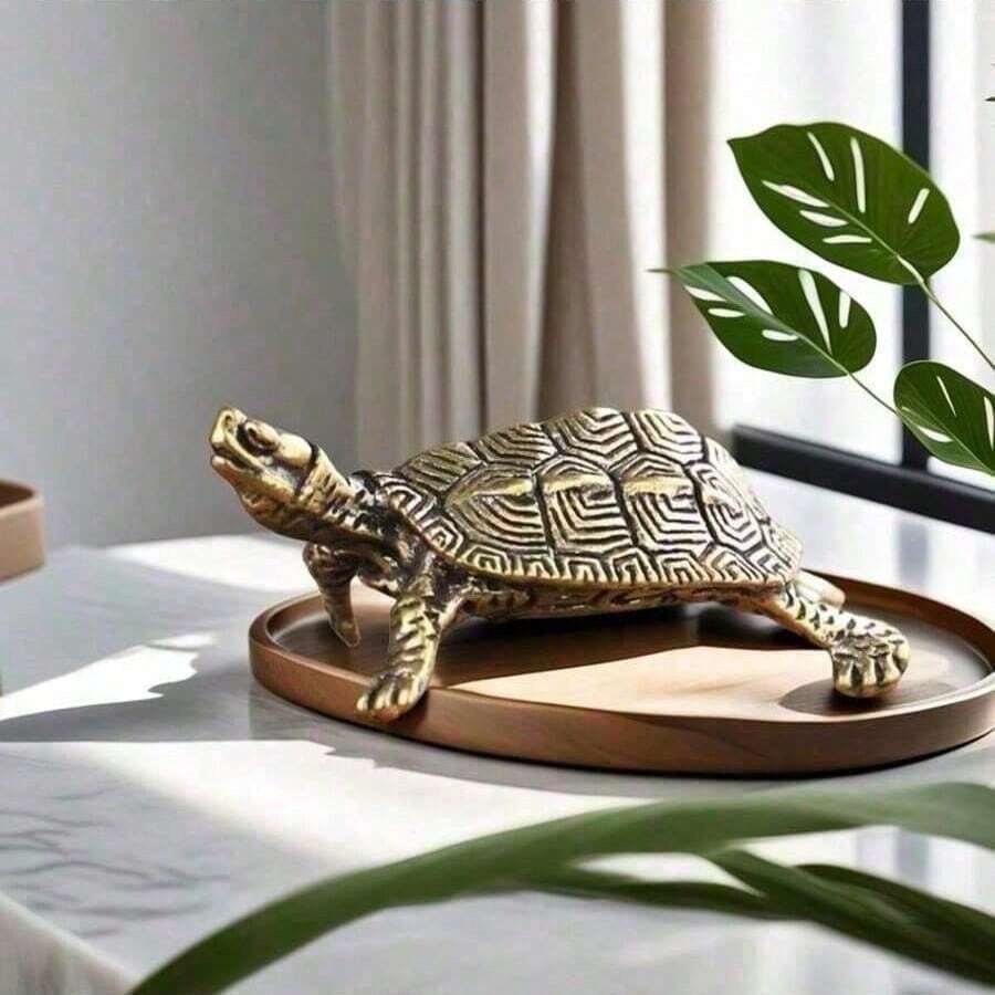 New Cross-Border Brass Turtle Office Desk Car Ornament Vintage Brass Turtle Tea Table Living Room Craft Decoration