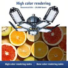 1/2pcs Led Garage Light 180W, 36000LM Garage Lights Ceiling LED With E26/E27 Medium Base, 6000K Deformable LED Shop Lights With 10+1 Adjustable Panels For Garage, Workshop, Attic, Basemen - Màu đen - 2 chiếc - Xem 10