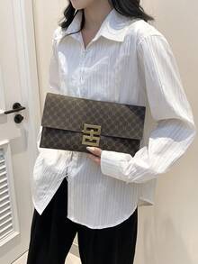 简约别致优雅手拿包，新款时尚休闲女士腋下信封手提包 - 咖啡 - 查看 2