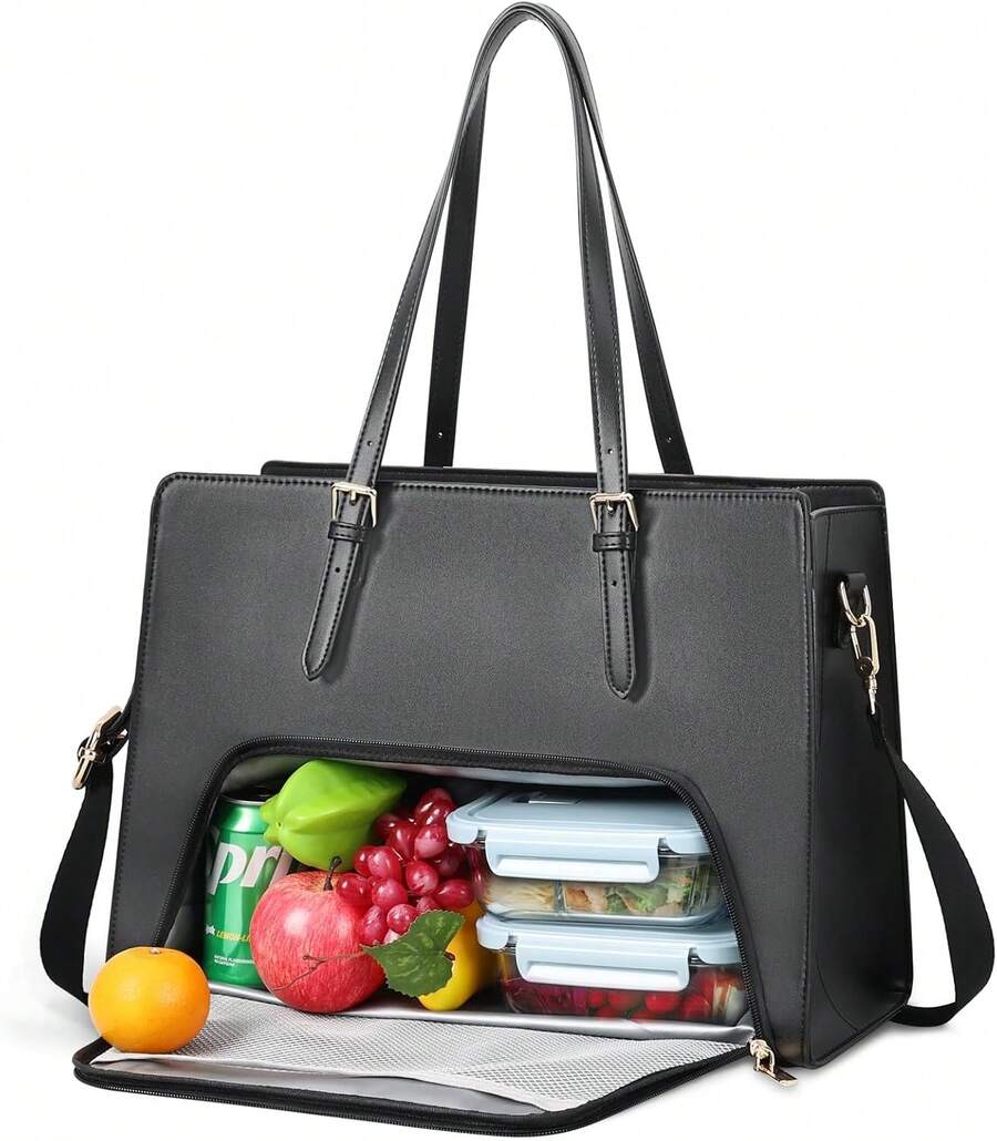 LOVEVOOK Women's Lunch Tote Bag Insulated Laptop Briefcase With Lunch Compartment 15.6-Inch 2-In-1 Lunch Tote Spacious Computer Bag Ideal For Professionals, Teachers, Nurses, Office Use & Casual Occasions - 查看 1