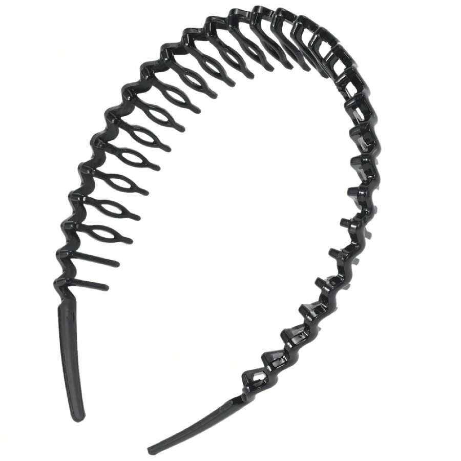 SODIAL(R) Plastic Teeth Comb Hairband Hair Hoop Headband Black For Woman - A - View 1