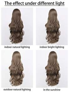 32 Inch Long Cool Brown Wavy Wig For Women - Bangs, Heat-Resistant Synthetic, Adjustable Fit - Brown - View 7
