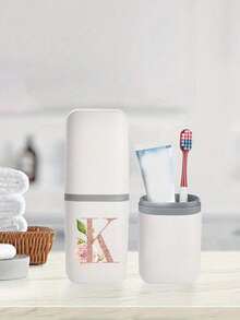 1 pieza Soporte para cepillo de dientes portátil con letra A-Z en color oro rosa, mantiene tu cepillo de dientes limpio y portátil. Estante portátil para cepillo de dientes, tapa portátil para vaso del cepillo de dientes, adecuado para viajes, campamentos, viajes de negocios y escuela, vaso multiusos para cepillo de dientes, vaso de viaje, juego de almacenamiento de cepillo de dientes y artículos de tocador, caja de almacenamiento de artículos de tocador minimalista, artículos de viaje esenciales, accesorios de baño, artículos para el hogar y almacenamiento, muy conveniente y práctico - Multicolor - Ver 6