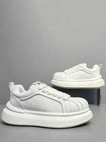 bingyuanjing Sneaker casual alla moda, di alta qualità, traspirante, leggero, con suola spessa e rialzata per uomo - Bianco - Visualizzare 4