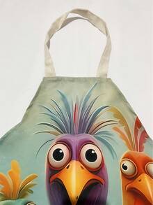 1pc Colorful Funny Chicken Pattern Polyester Apron, Suitable For Kitchen, Home, Party, Holiday Gift, Unisex - Multicolor - View 4