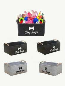 1个毛毡宠物玩具收纳盒，适用于猫狗，宠物玩具整理器，宠物玩具收纳箱，玩具整理篮，毛毡宠物玩具收纳篮，室内宠物零食、玩具和脏衣服收纳篮，简约实用，有助于保持家居清洁有序，保持玩具整洁有序。 - 彩色 - 查看 5