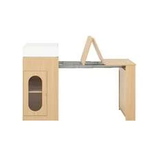 Kitchen Island On Wheels, Extendable Dining Table With Folding Top, Bar Table With Power Strips And Hooks, Serves As A Kitchen Island, Buffet Or Bar Table For The Kitchen And Dining Room (Natural) - Natural Color + Medium Density Fiberboard + Glass - View 7