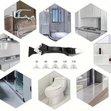 Multifunctional 3-In-1 Silicone Sealer | Ergonomic Handle 6-Piece Set (5 Replaceable Heads), Durable, Stainless Steel Pointed Tip, Easy To Use, Convenient For Sealing And Cleaning, No Electricity Required Caulking Tool For Scraping Wall Corners, Applying And Smoothing Silicone, Caulk, And Grout - Multicolor - View 10