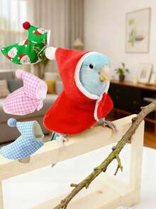 鹦鹉斗篷披风，保暖防风内衬，鸟类服装，小红帽造型，易于穿戴；3D立体剪裁，贴合鹦鹉体型，不影响活动，厚实外套，适合秋冬季鸟类穿着。 - 彩色 - 查看 9