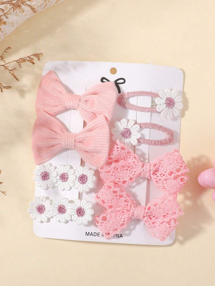 8个可爱蝴蝶结发夹，节日派对女孩马尾辫发夹，旅行风女孩发饰