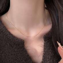 1 pièce Collier délicat pour femme en argent sterling S925 plaqué or, longueur optionnelle 40/45/50/55/60cm, hypoallergénique, chaîne élégante pour la clavicule, chaîne en argent à la mode, convient pour les cadeaux de la Saint-Valentin, l'anniversaire, l'anniversaire, Thanksgiving et Noël - Doré - Voir 7