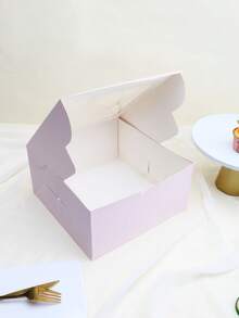 2pcs/4pcs Window White Cardboard Baking Simple 10-Inch Cheese Cake Box, Pizza Box, Open Window Cheesecake, Basque Cheesecake, Cream Puff, Dessert Packaging Box - View 10