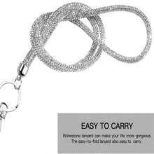1pc Crystal Lanyard With Rhinestones, Approx. 31.5 Inches (80cm) Long, With Metal Clasp And Key Ring, Suitable For Office, School And Other Occasions - 1pc - View 3