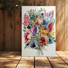 1pc Framed Floral Canvas Wall Art Poster - Watercolor Bouquet Painting With Red, Pink, Yellow, Blue, Green, Purple, Orange, - Ready-To-Hang Hanging Hooks For Living Room, Bedroom, Office, Classroom - Elegant Home Decor Gift For Housewarming, Wedding, Easter - Premium Canvas Print, Flower Wall Decor - 有框架 - 查看 5