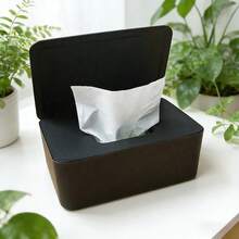 Refillable Wet Wipes/Tissue Box With Flip-Top Lid, Sealed Container To Keep Wipes Fresh, Wet Wipes Box (Black And White), Suitable For Bedside, Desk, Dining Table, Office Desk, Etc. - Multicolor - View 3