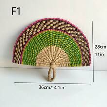 Quạt treo tường dệt thủ công nhiều màu, Quạt cỏ biển làm mát cầm tay dùng hàng ngày, Quạt trang trí sang trọng hai tông màu Quà tặng sinh nhật tốt nghiệp - Nhiều màu - Xem 22
