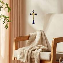 Golden St Benedict Crucifix Metal Wall Art, 7.8x4.1 Inch Cross, Blue/White/Black/Red Wall Decor, Saint Benedic Cross For Home Decoration, Catholic Gift - Multicolor - View 5