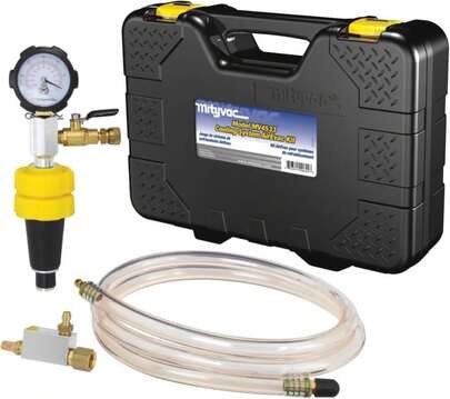 Mityvac MV4533 AirEvac Automotive Radiator_Cooling System Pressure Test Kit, Compressed-Air Operated Venturi Vacuum, Compact One-Piece Adapter, 2-1_2"D Gauge, Push-Button Valve, Custom-Molded Case